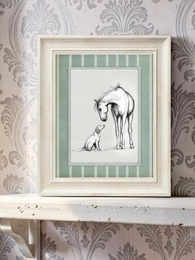 Horse and Dog Sketch Framed Art